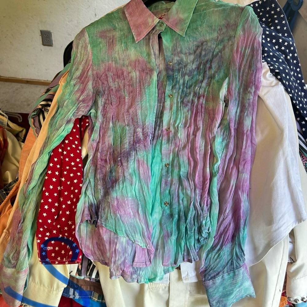 Colorful Tie-Dye Button-Up Shirt
